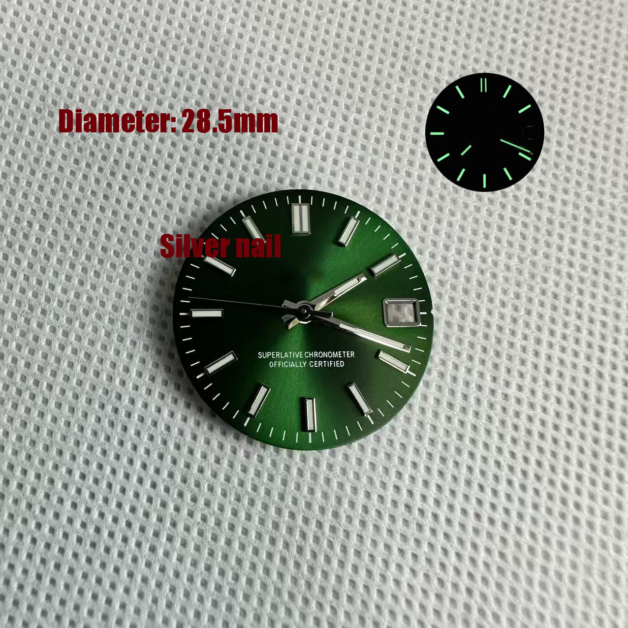 NH35 S Logo Date Green 28.5mm  - Reel Case recension och pris